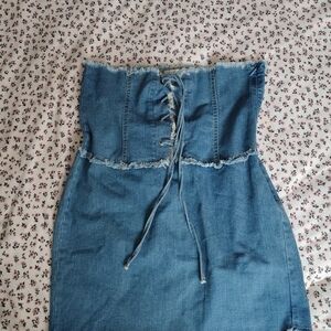 Denim Y2k Lace Up Skirt
